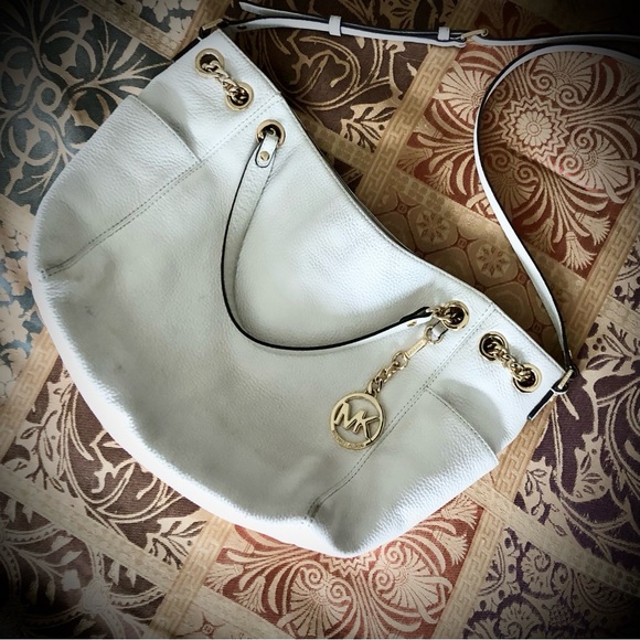 Michael Kors Genuine White Pebbled Leather Handbag/Shoulder Bag - Picture 1 of 13